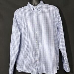 UNTUCKit Mens Blue White Plaid Long Sleeve Button Down Shirt Slim Fit Size XXL